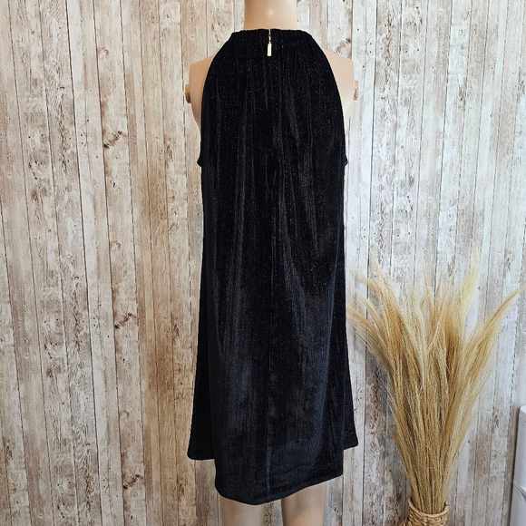 Michael Kors Womens Sleeveless Chain Strap Metallic Velvet Dress SZ XS Black - Picture 8 of 10